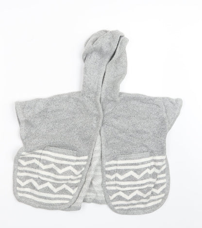 Preworn Girls Grey  Knit Cape Jumper Size 5-6 Years