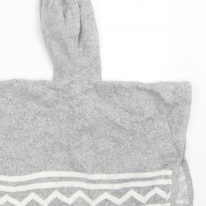 Preworn Girls Grey  Knit Cape Jumper Size 5-6 Years