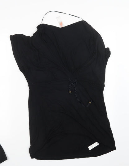 Womens UK Size 10 Ocean Club Black Basic T-Shirt