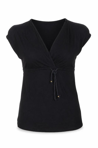 Womens UK Size 10 Ocean Club Black Basic T-Shirt