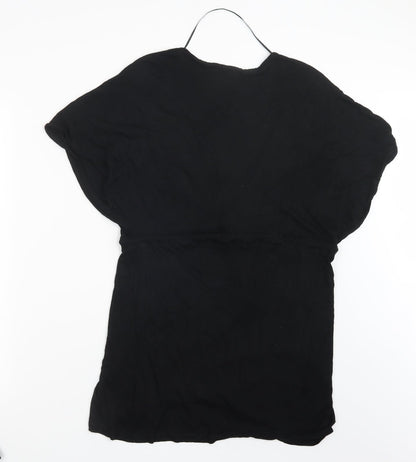 Womens UK Size 10 Ocean Club Black Basic T-Shirt
