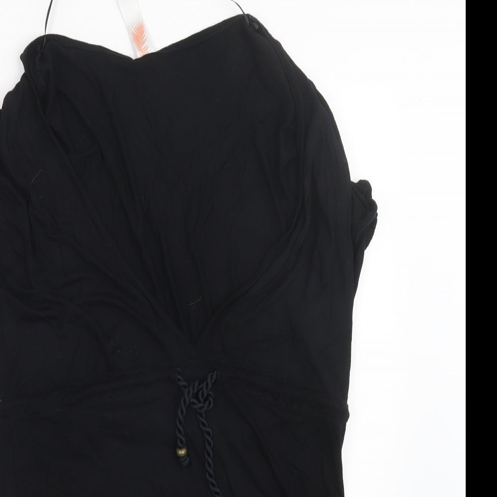 Womens UK Size 10 Ocean Club Black Basic T-Shirt