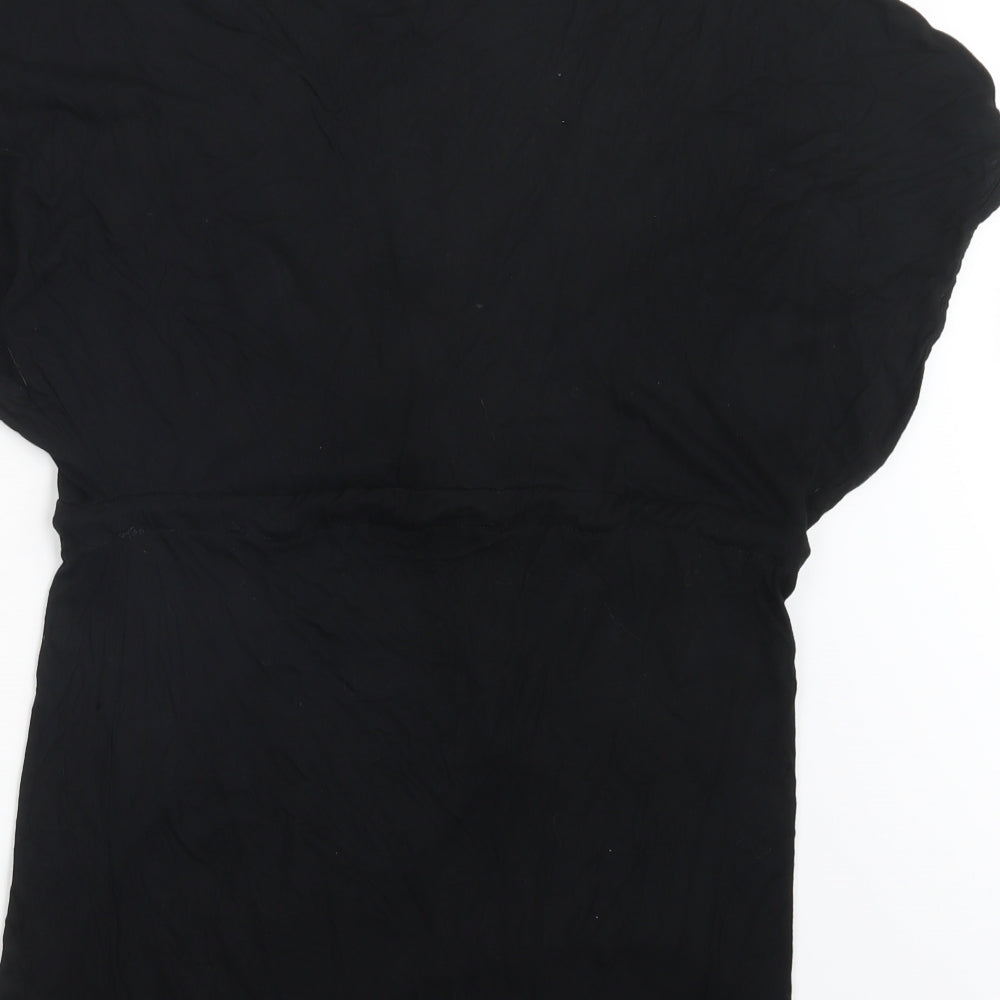 Womens UK Size 10 Ocean Club Black Basic T-Shirt