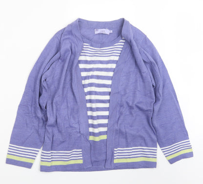 EWM Womens Purple  Knit Cardigan Jumper Size 10  - Top and cardigan in one