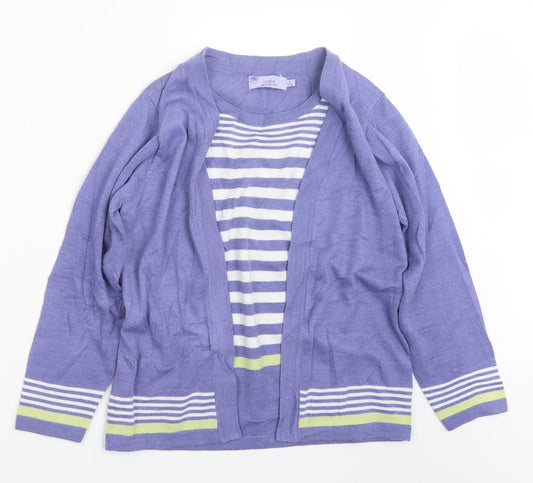 EWM Womens Purple  Knit Cardigan Jumper Size 10  - Top and cardigan in one
