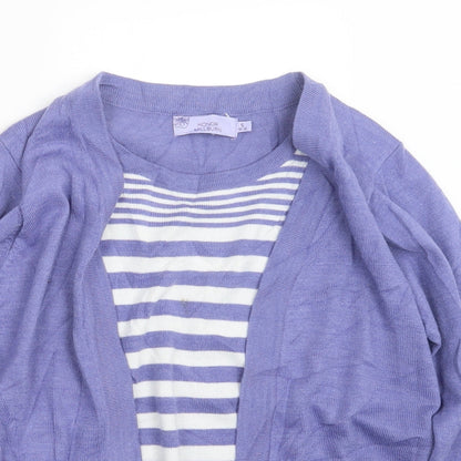EWM Womens Purple  Knit Cardigan Jumper Size 10  - Top and cardigan in one