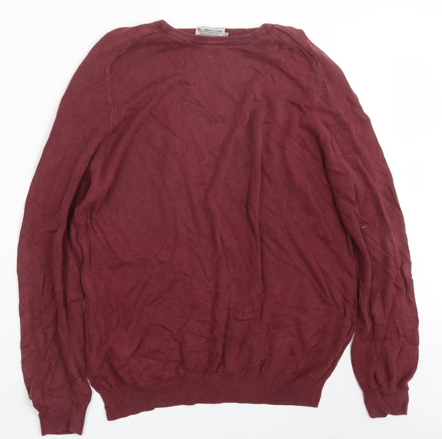 TU Mens Red  Knit Pullover Jumper Size XL