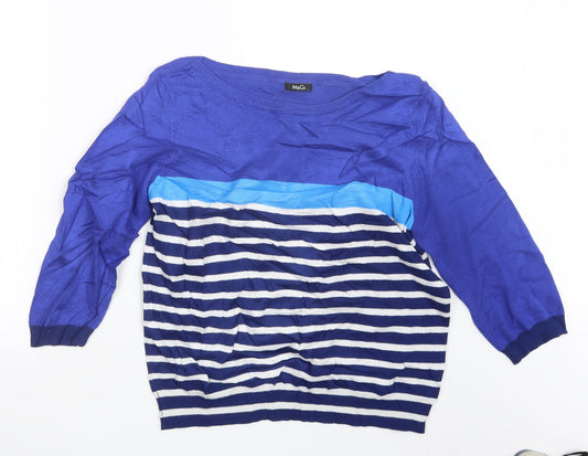 Womens UK Size L M&Co Blue Pullover Jumper