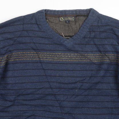 EWM Mens Blue  Knit Pullover Jumper Size L