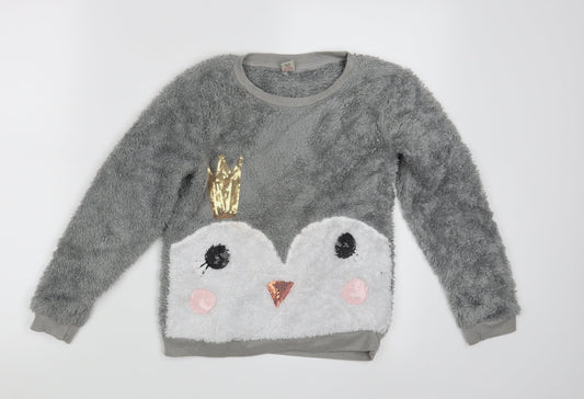 TU Girls Grey   Pullover Jumper Size 9 Years