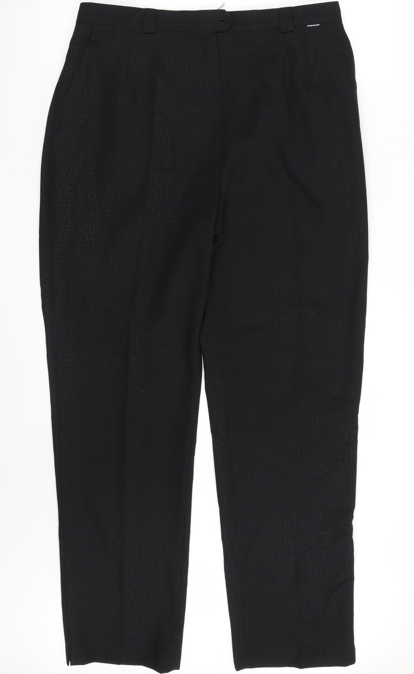 Eugen Klein Womens Black Animal Print  Chino Trousers Size 14 L29 in