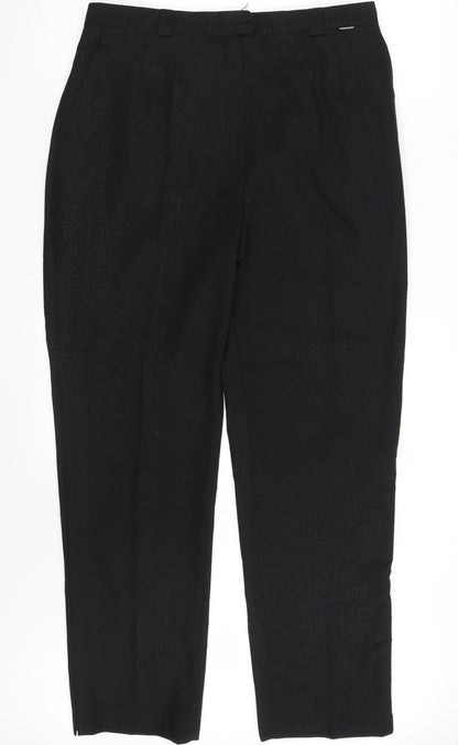 Eugen Klein Womens Black Animal Print  Chino Trousers Size 14 L29 in