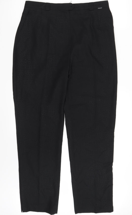 Eugen Klein Womens Black Animal Print  Chino Trousers Size 14 L29 in