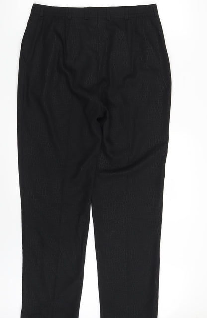 Eugen Klein Womens Black Animal Print  Chino Trousers Size 14 L29 in