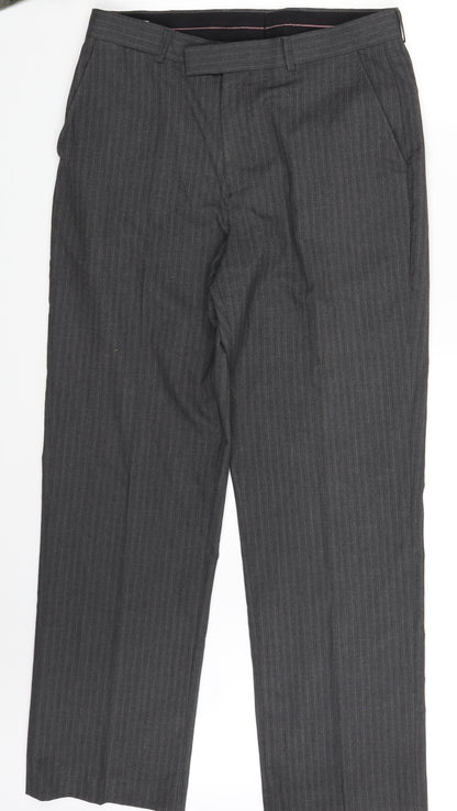Debenhams Mens Grey Striped  Trousers  Size 34 in L30 in