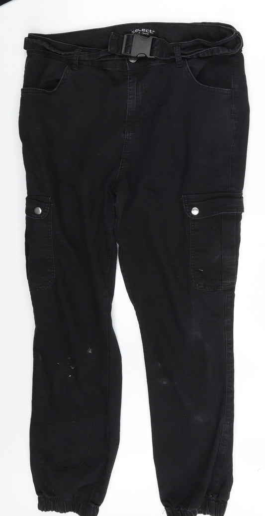 Select Womens Black  Denim Carrot Trousers Size 16 L28 in