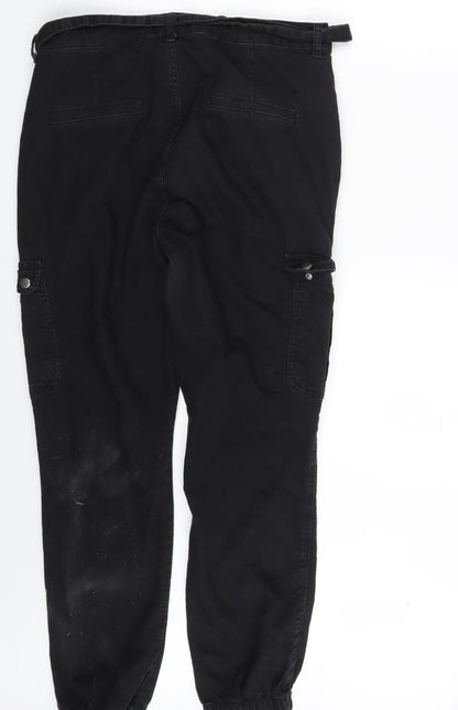 Select Womens Black  Denim Carrot Trousers Size 16 L28 in