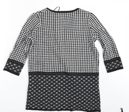 F&F Womens Black Argyle/Diamond  Cardigan Jumper Size 8