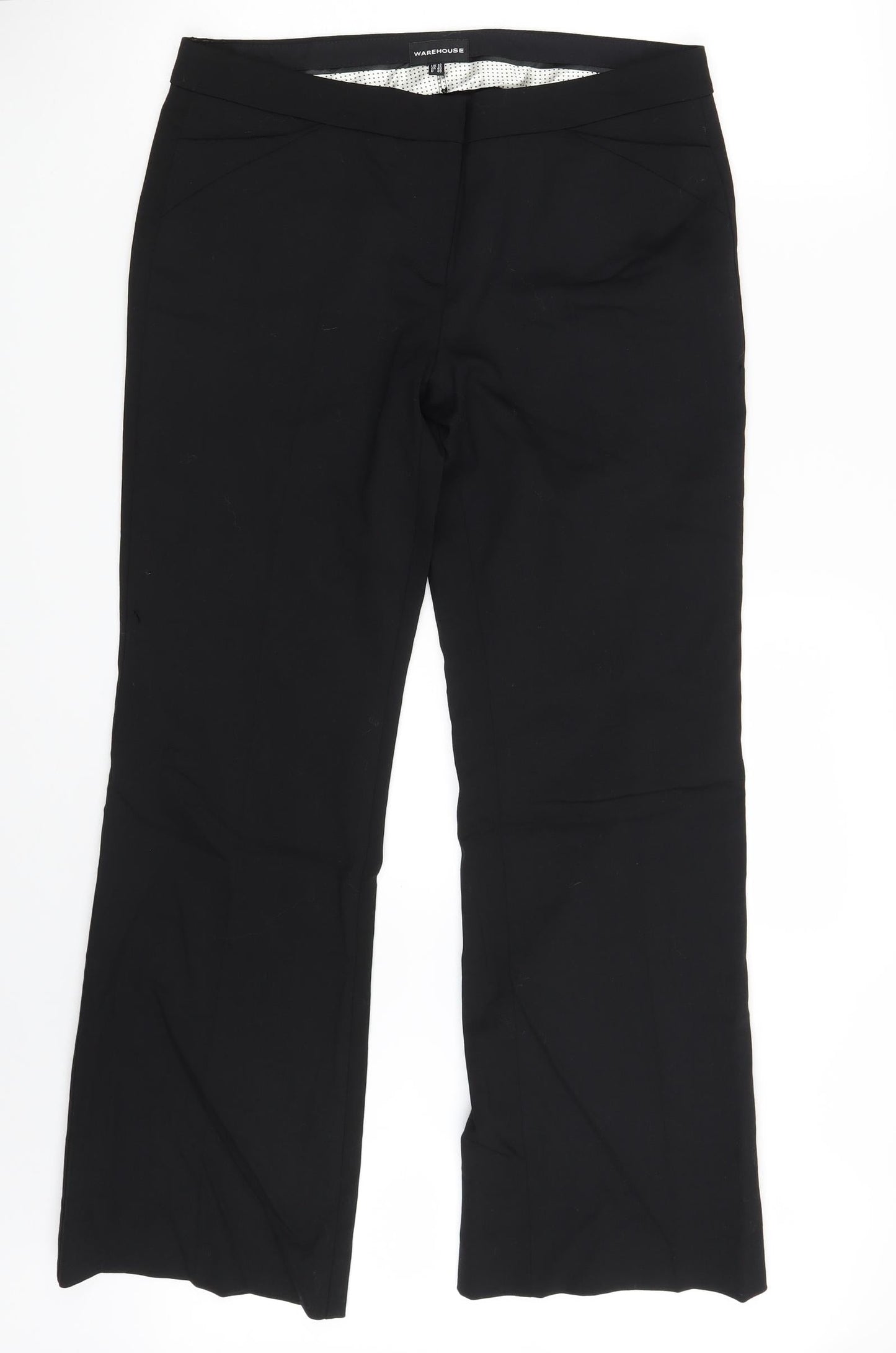 Womens UK Size 12 Warehouse Regular Fit Dress Pants Black Trousers