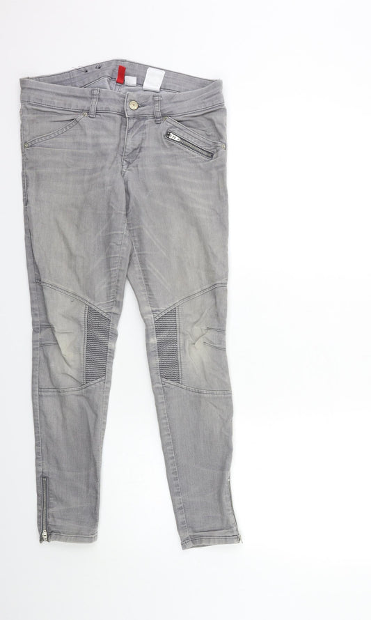 Womens UK Size 10 H&M Regular Fit Skinny Grey Jeans