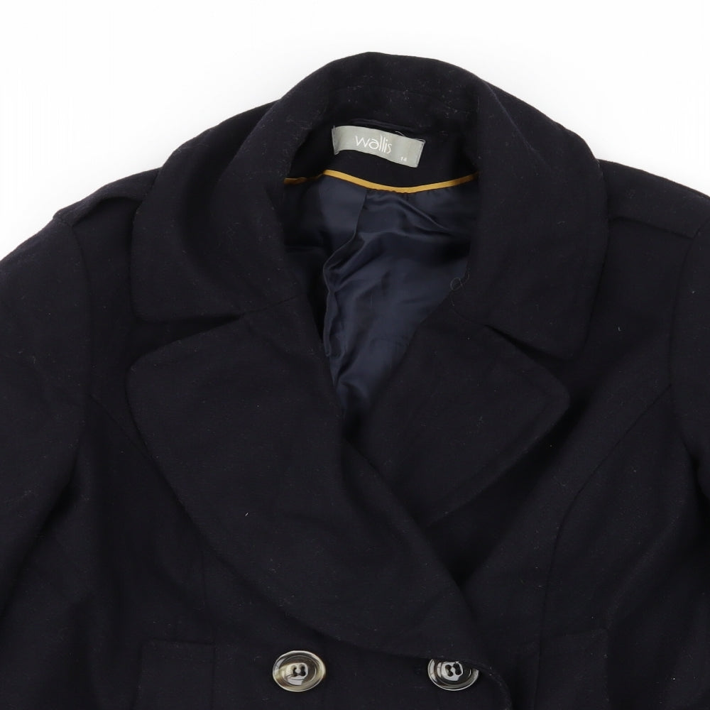 Wallis Womens Blue   Overcoat Coat Size 14
