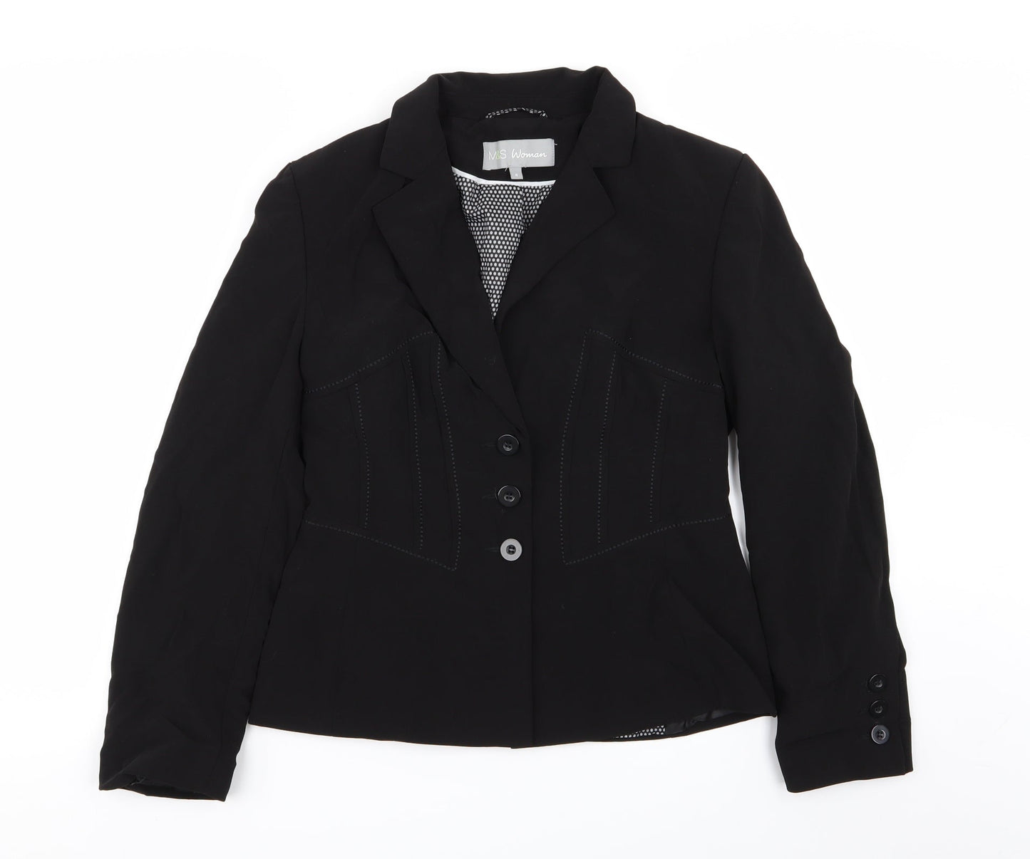 M&S Womens Black   Jacket Blazer Size 8