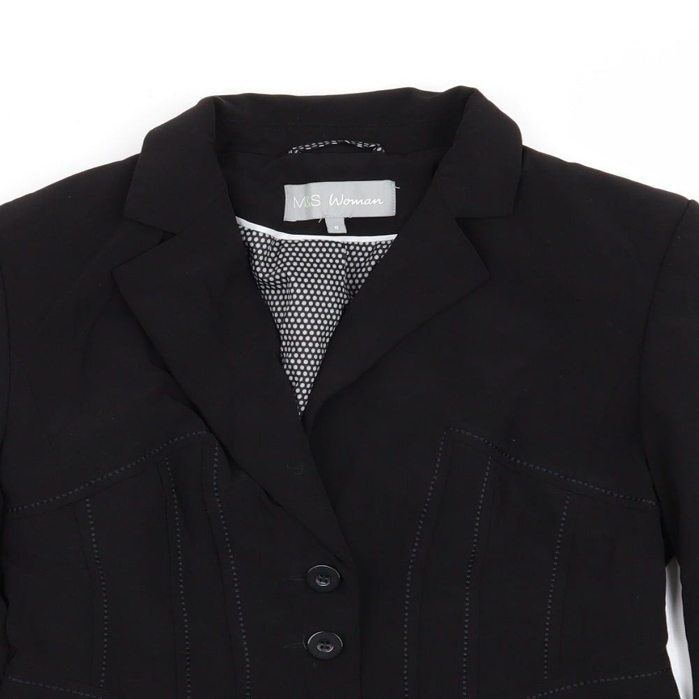 M&S Womens Black   Jacket Blazer Size 8