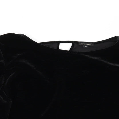 Womens UK Size 12 River Island Black Basic T-Shirt