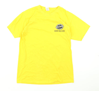Womens UK Size S Fruit of the Loom Yellow Basic T-Shirt