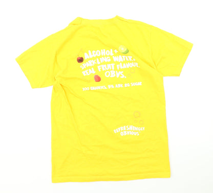 Womens UK Size S Fruit of the Loom Yellow Basic T-Shirt