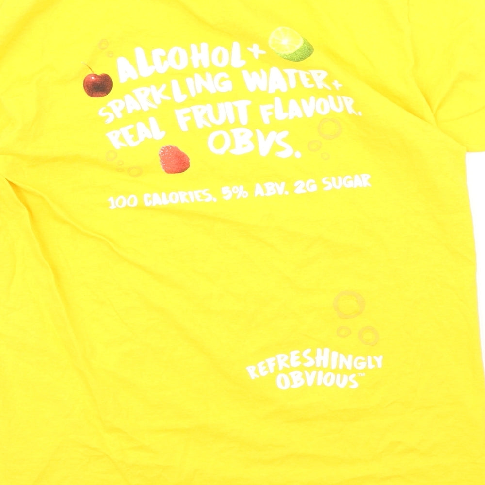 Womens UK Size S Fruit of the Loom Yellow Basic T-Shirt