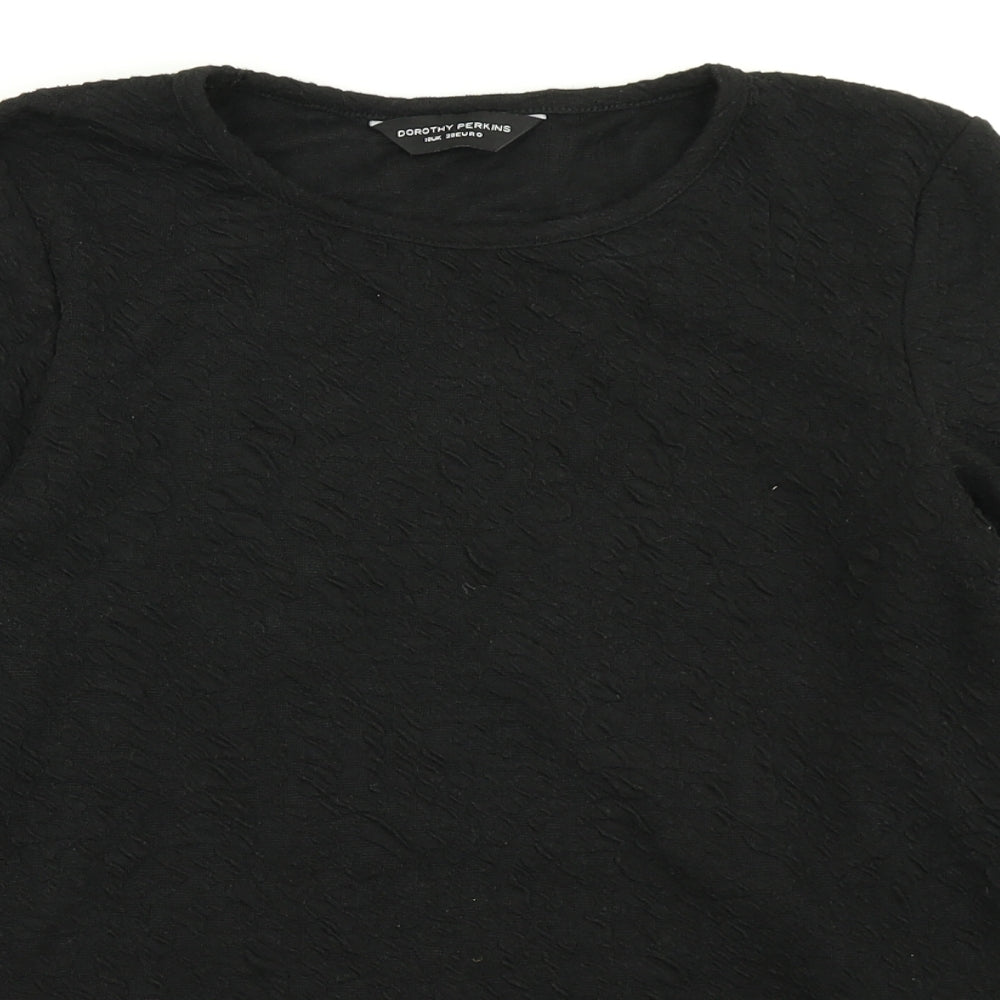 Womens UK Size 10 Dorothy Perkins Black Basic T-Shirt