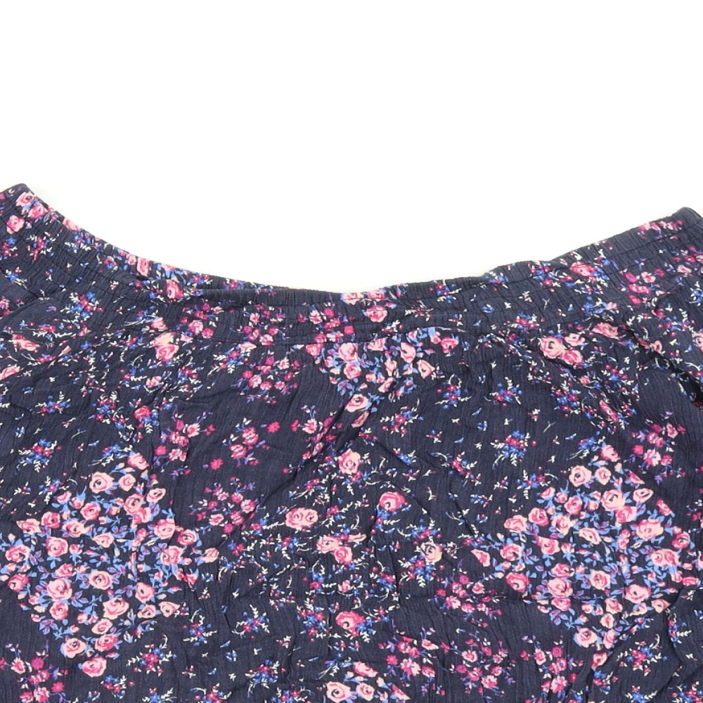 F&F Womens Blue Floral  Basic Blouse Size 8