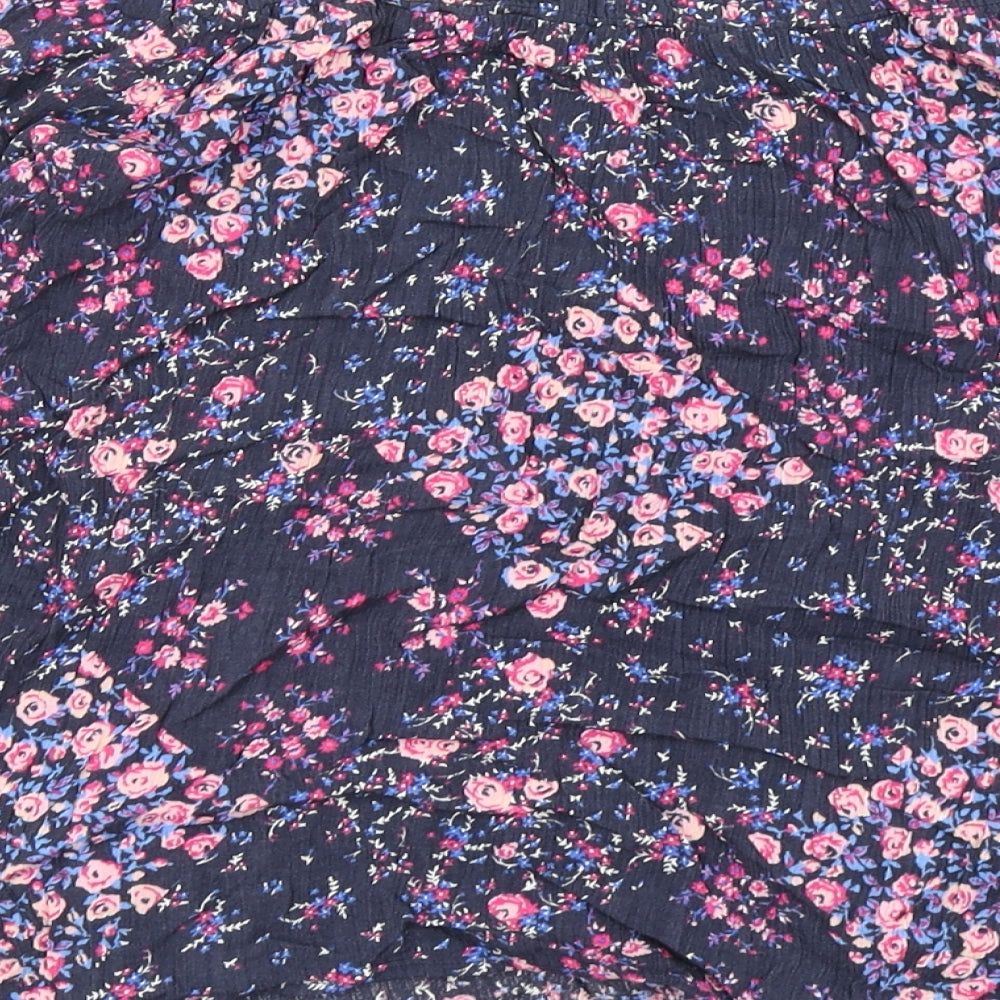 F&F Womens Blue Floral  Basic Blouse Size 8