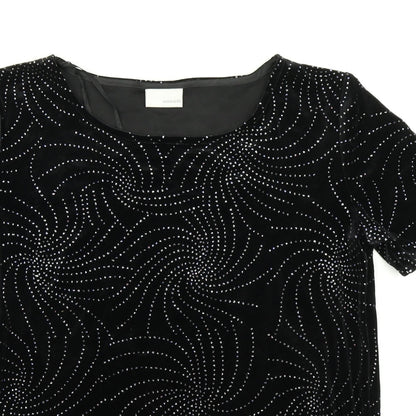 AMARANTO Womens Black Geometric  Basic T-Shirt Size 10