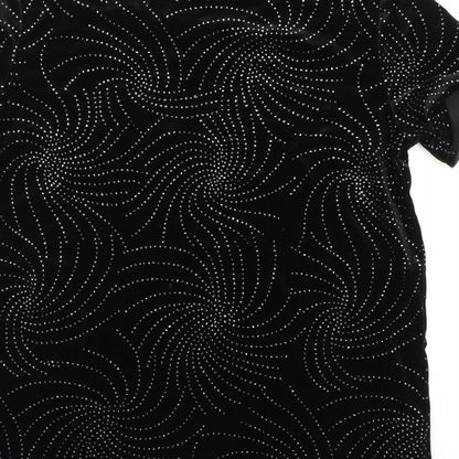 AMARANTO Womens Black Geometric  Basic T-Shirt Size 10