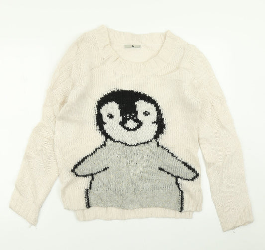 TU Womens Ivory  Knit Pullover Jumper Size 12