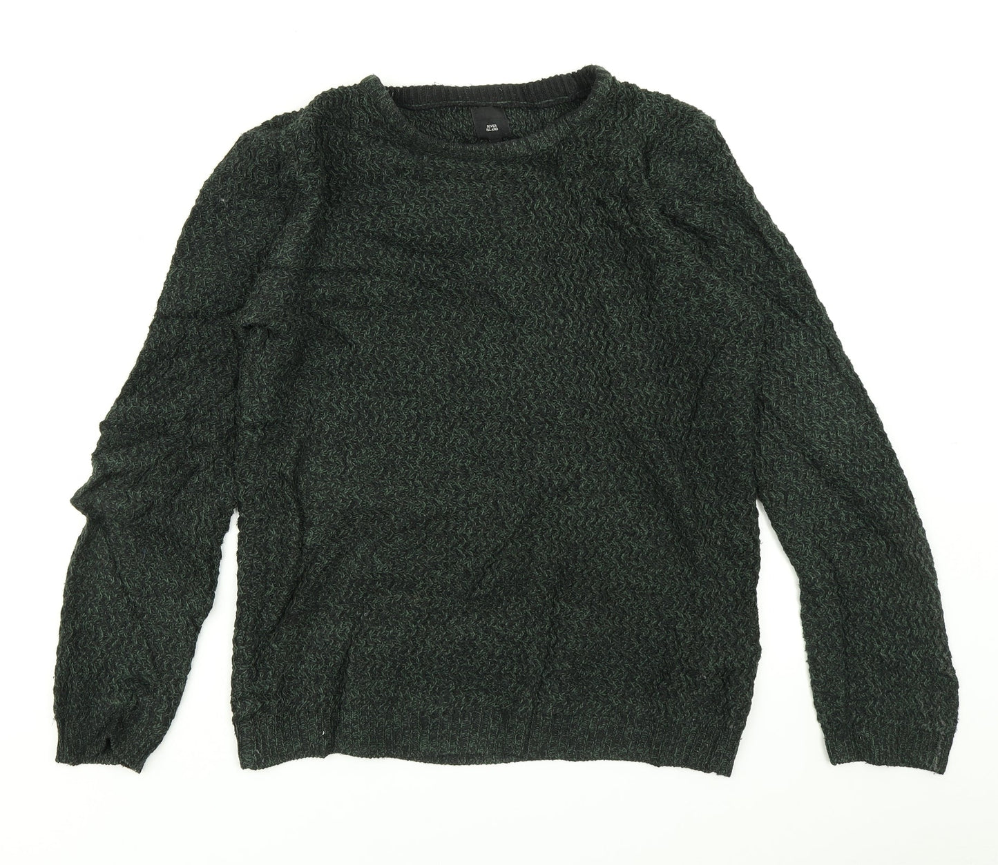 River Island Mens Green  Knit Pullover Jumper Size S