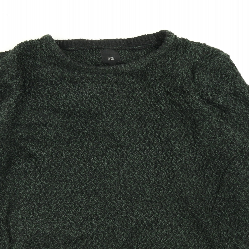 River Island Mens Green  Knit Pullover Jumper Size S