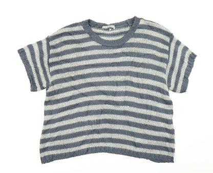 M&S Woman Womens Blue Striped Knit Pullover Jumper Size 18