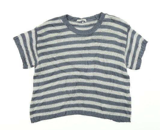 M&S Woman Womens Blue Striped Knit Pullover Jumper Size 18