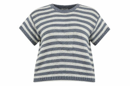 Marks & Spencer Woman Womens Blue Striped Knit Pullover Jumper Size 18