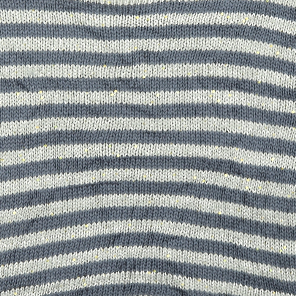 M&S Woman Womens Blue Striped Knit Pullover Jumper Size 18