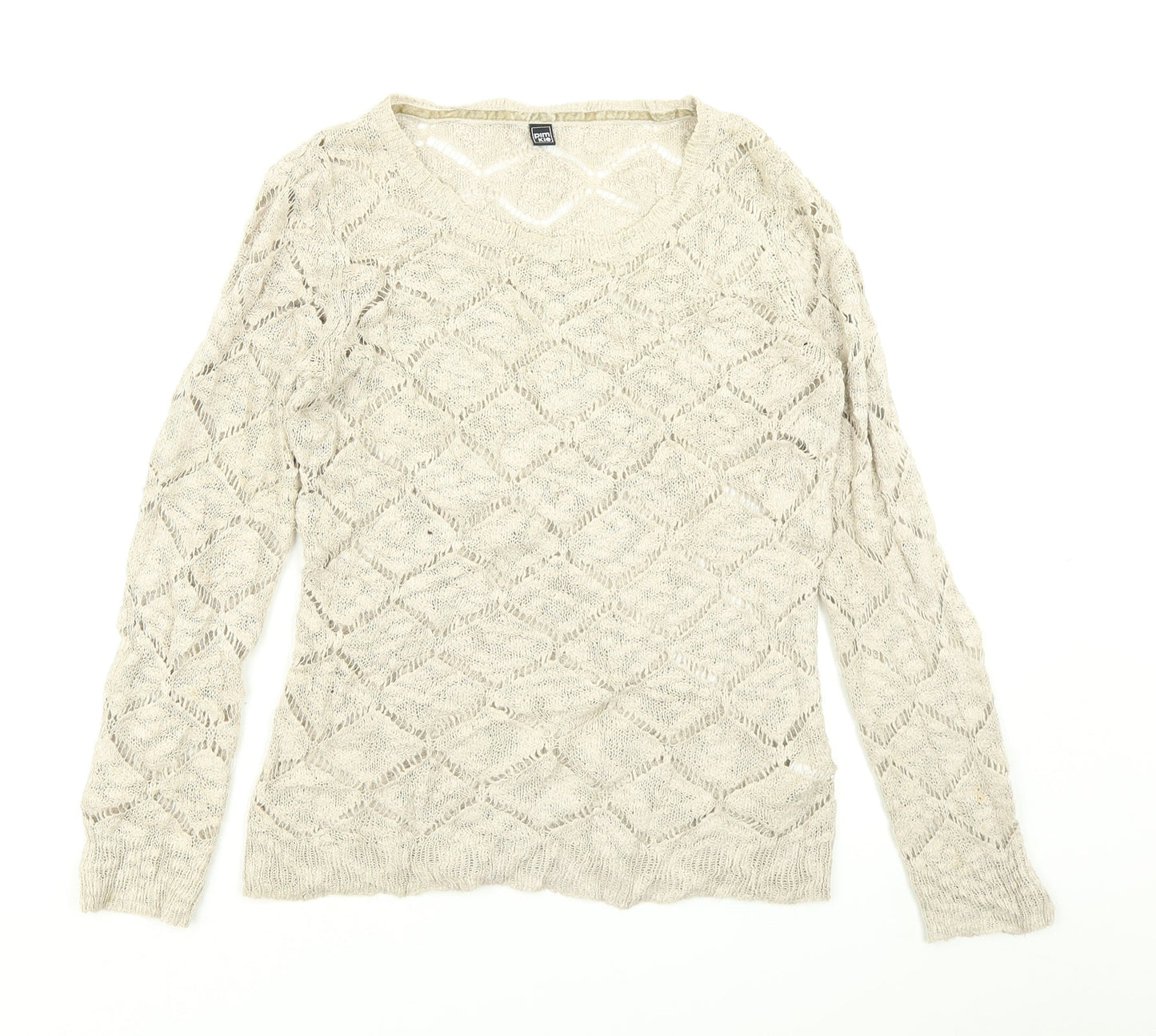 Womens UK Size M Pimkie Beige Pullover Jumper
