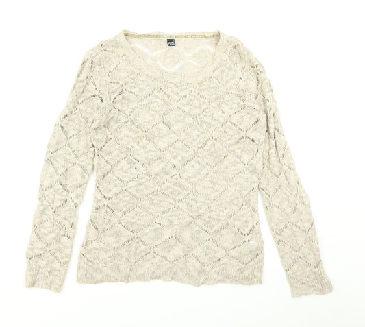 Womens UK Size M Pimkie Beige Pullover Jumper