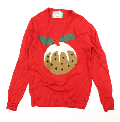 Cedar Wood State Mens Red  Knit Pullover Jumper Size XS  - Christmas jumper
