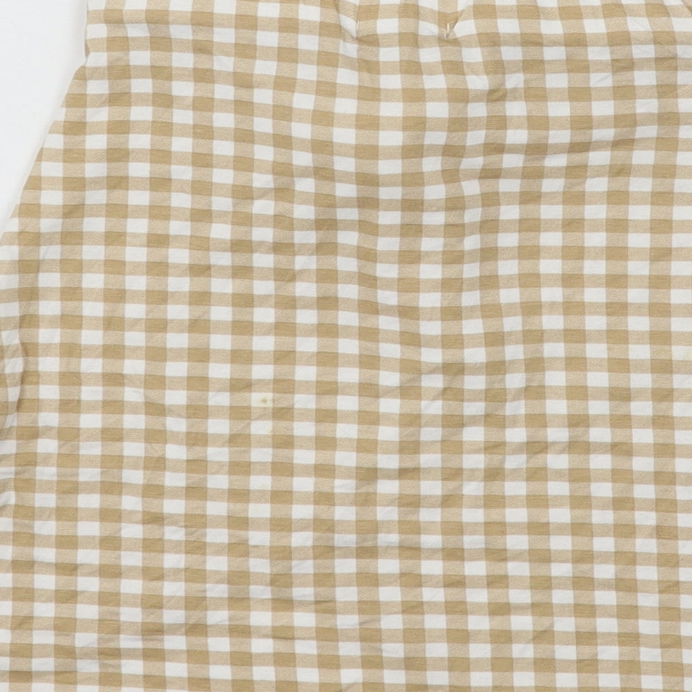 PRETTYLITTLETHING Womens Beige Check Jersey Mini Skirt Size 8