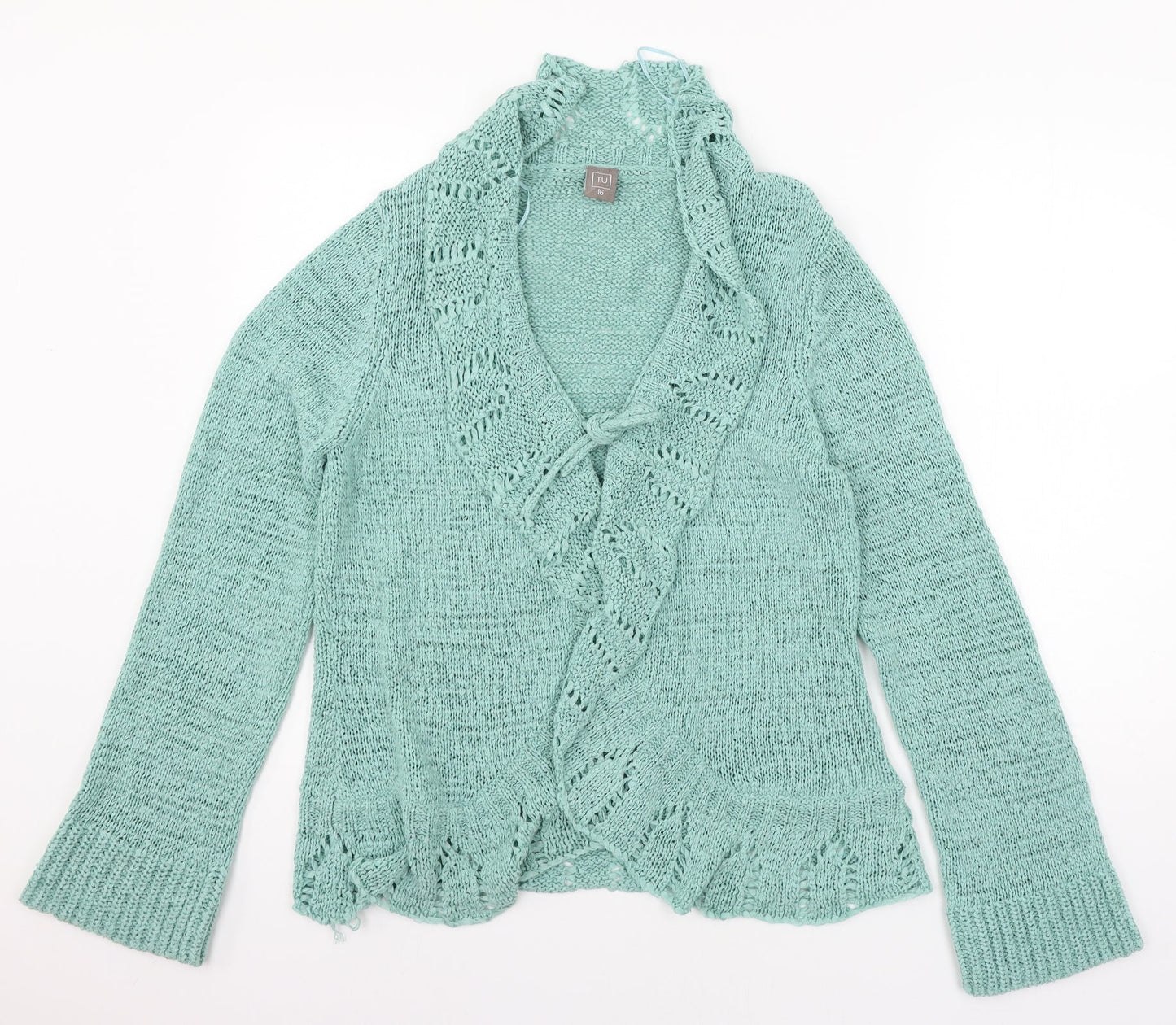 TU Womens Green  Knit Cardigan Jumper Size 16