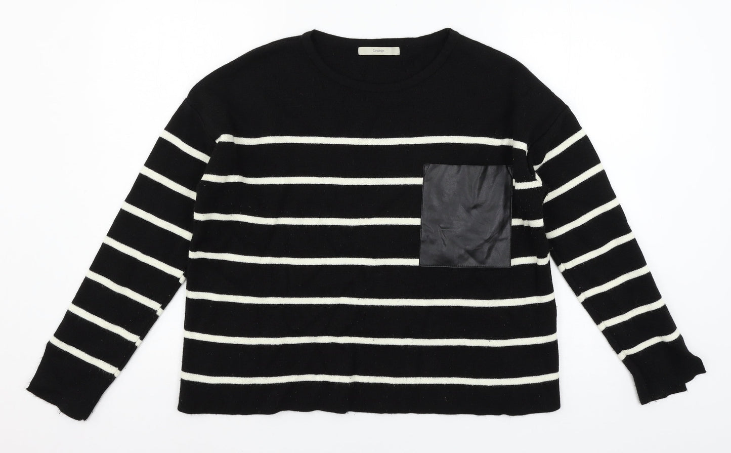 George Womens Black Striped Knit Pullover Jumper Size 12