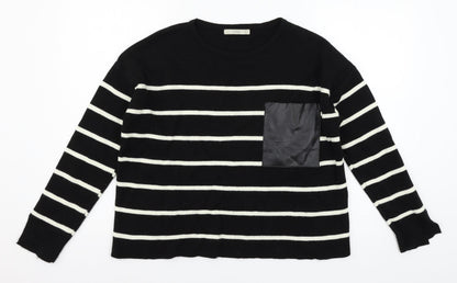 George Womens Black Striped Knit Pullover Jumper Size 12